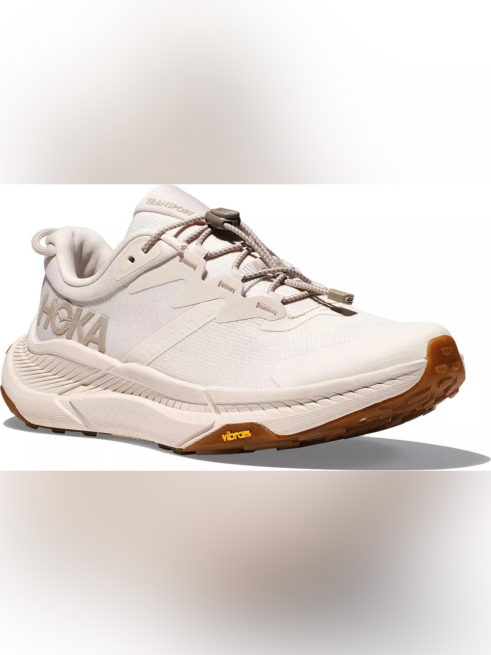 HOKA Women's Transport Athletic Shoes Size 9 Eggnog Cream White Toggle Lace